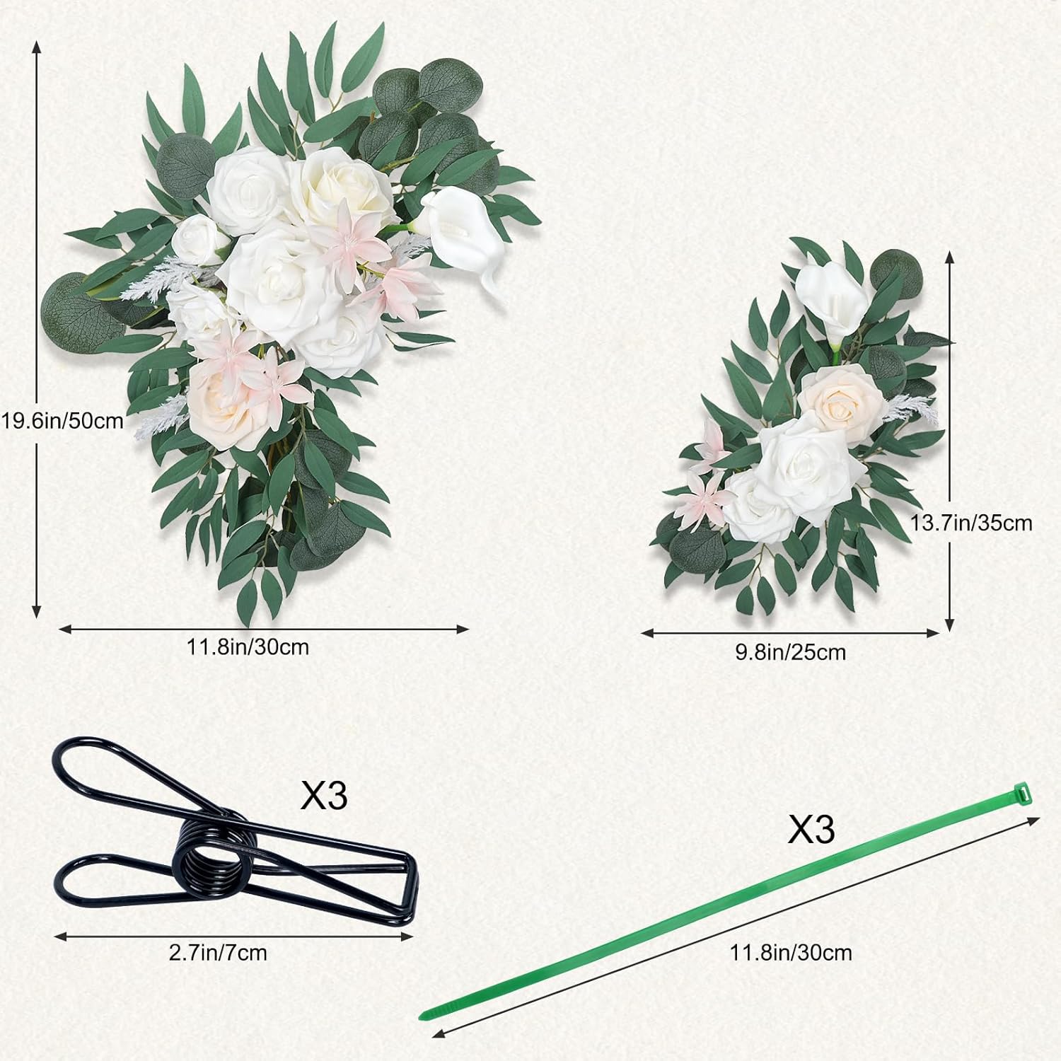 White Faux Wedding Flowers Arch Decor Sign