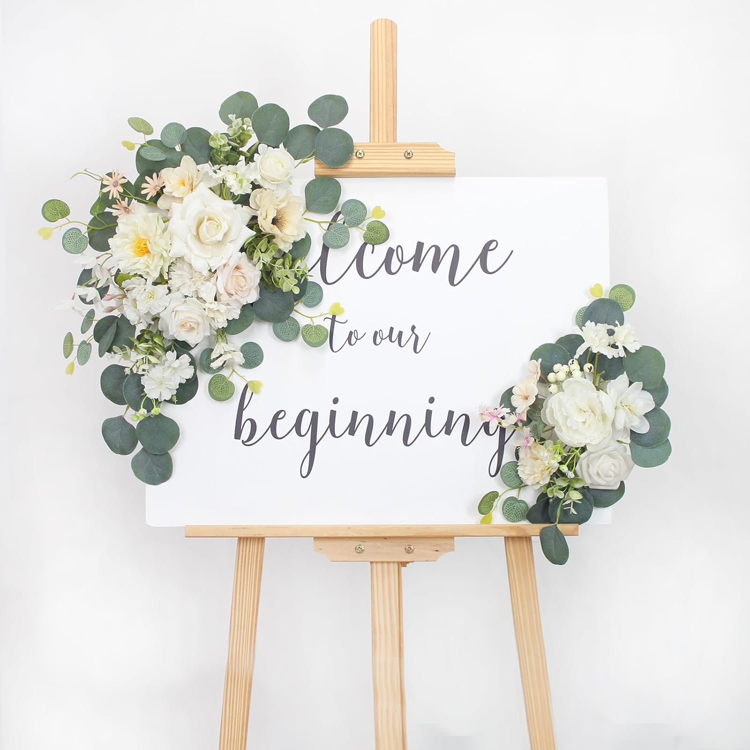 2pcs Champagne White Wedding Arch Flowers with Cable Ties