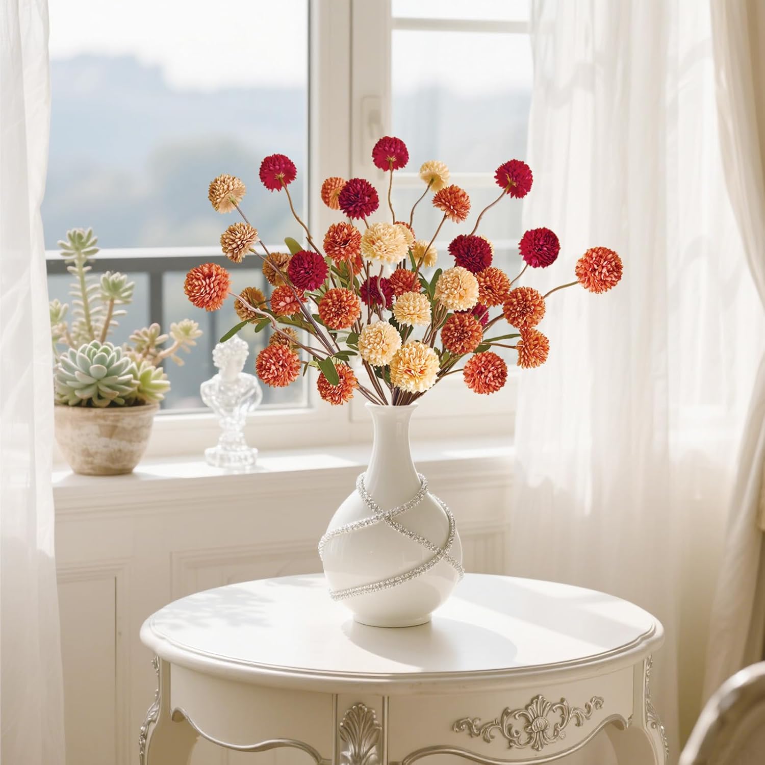 Fall Flowers Artificial 10 Pcs Fake Mums Decor