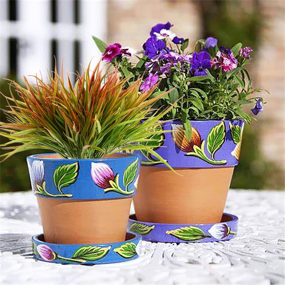 SzJias Artificial Grass Plants for Home Garden 12 Pcs UV Resistant