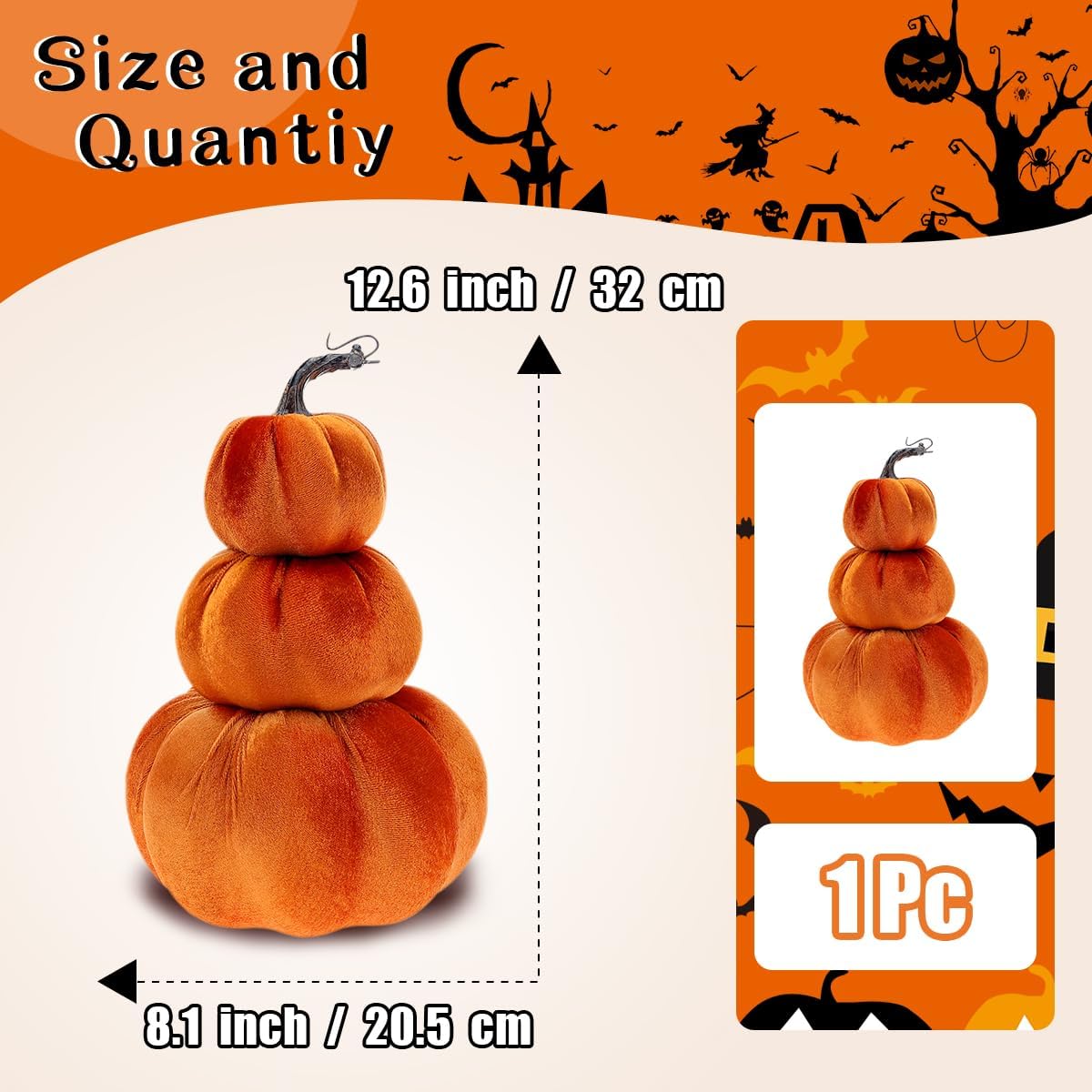 Gresorth 126 Inch Artificial Velvet Pumpkin Tower