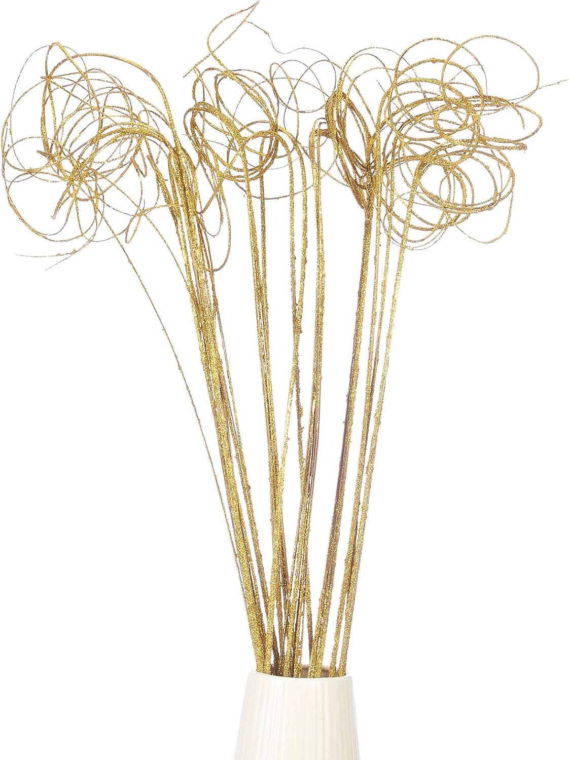 PATIKIL Glitter Curly Willow Branches 30 Pcs Gold