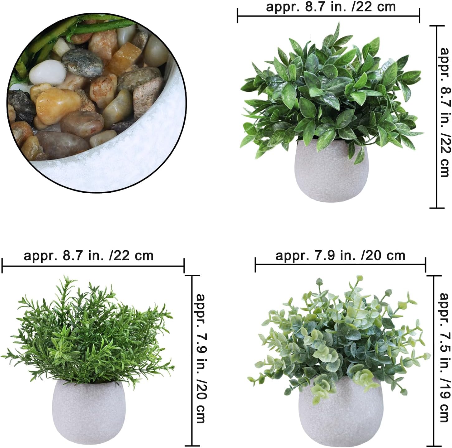 Winlyn Set of 3 Artificial Potted Plants