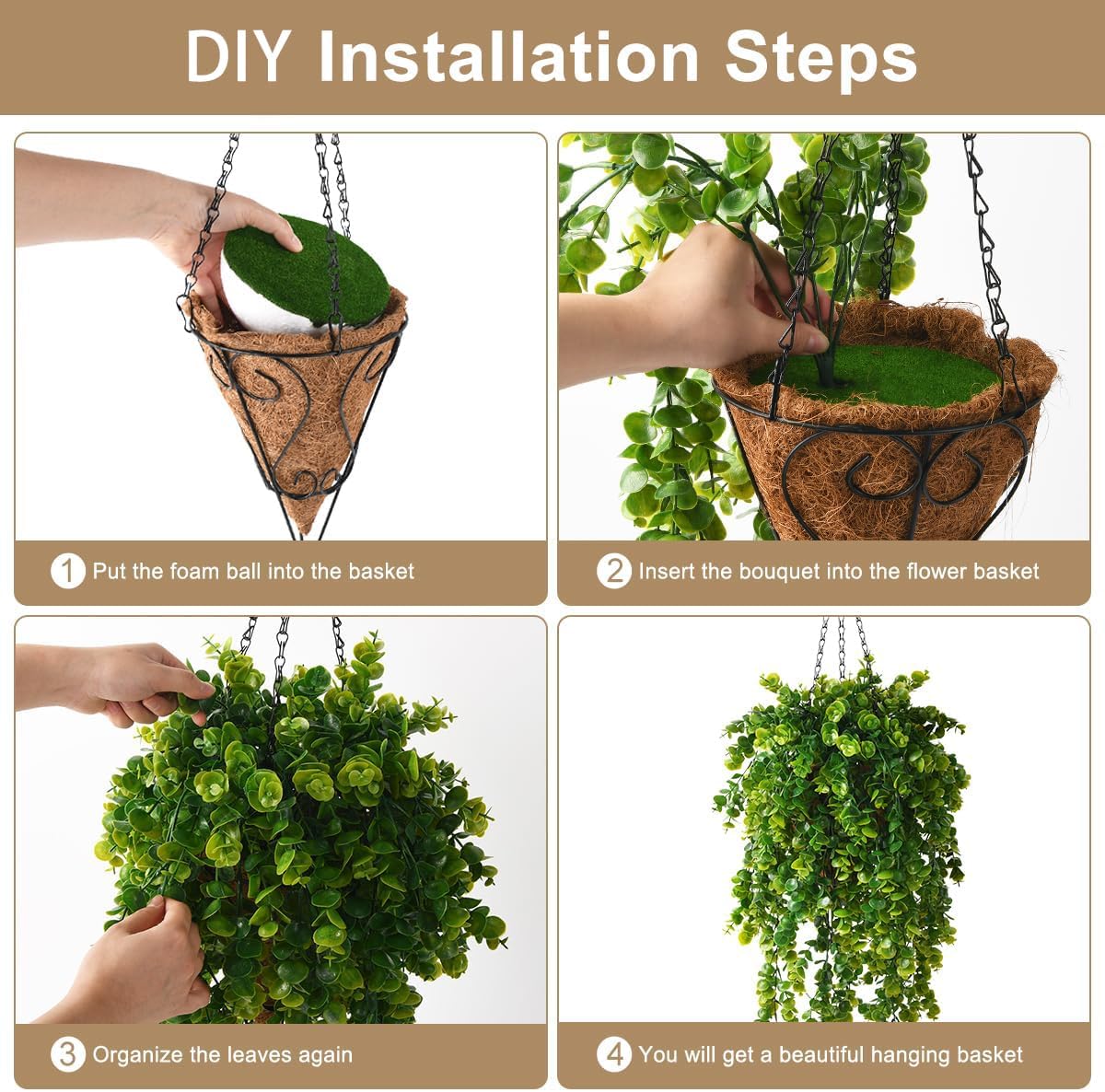 ZFProcess Artificial Hanging Plants Basket for Outdoor Decoration