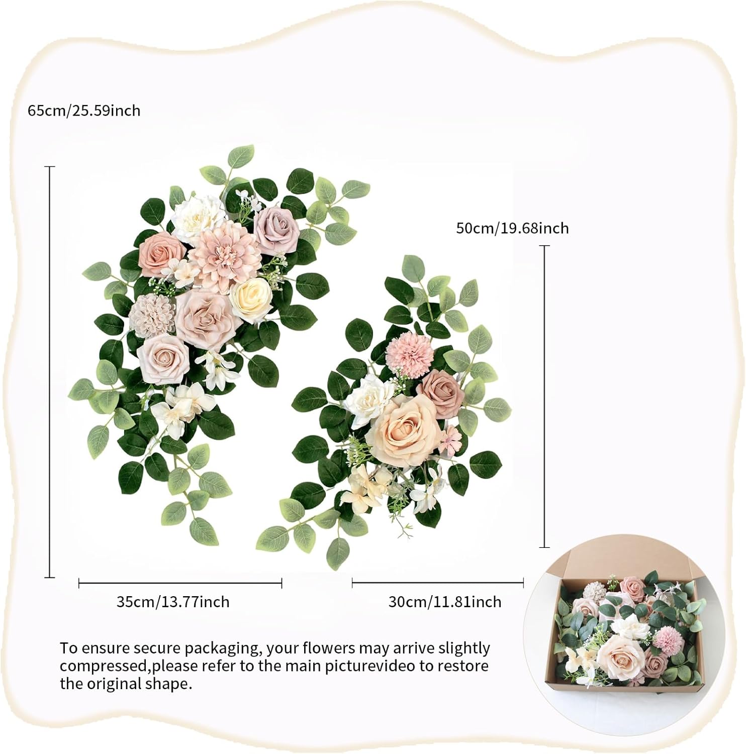 Odouzy Pack of 2 Pink Artificial Wedding Arch Flowers