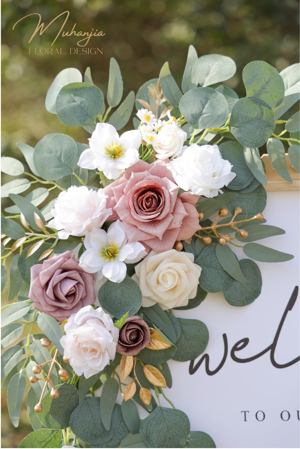 Muhanjia Wedding Sign Faux Flower Swag Pack of 2 1