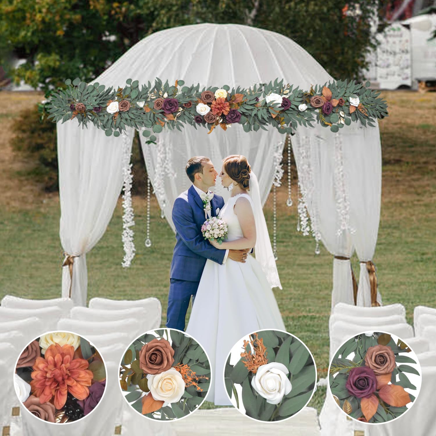 6 Ft Burnt Orange Flower Garland for Wedding and Home Decor