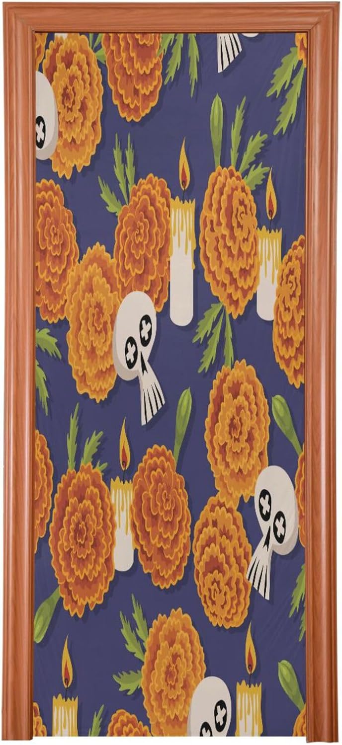 Susiyo Marigold Flowers Halloween Door Decor Cover