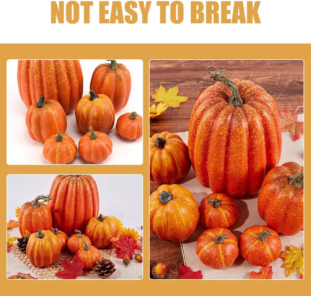 Cabilock Artificial Mini Pumpkins 7pcs Fall Decor