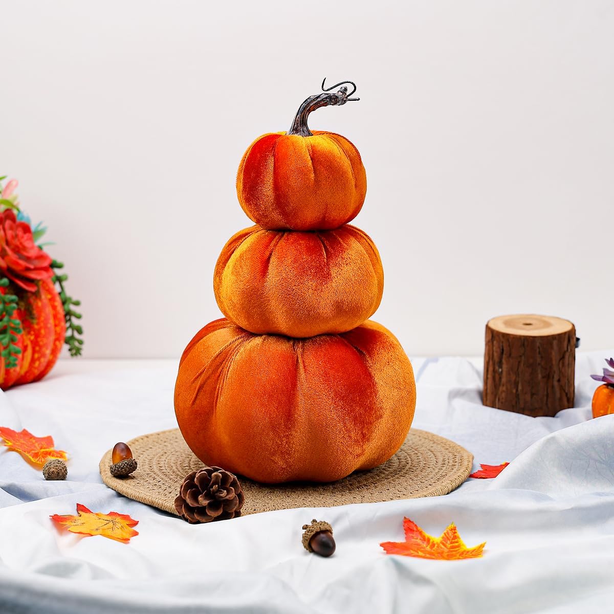 Gresorth 126 Inch Artificial Velvet Pumpkin Tower