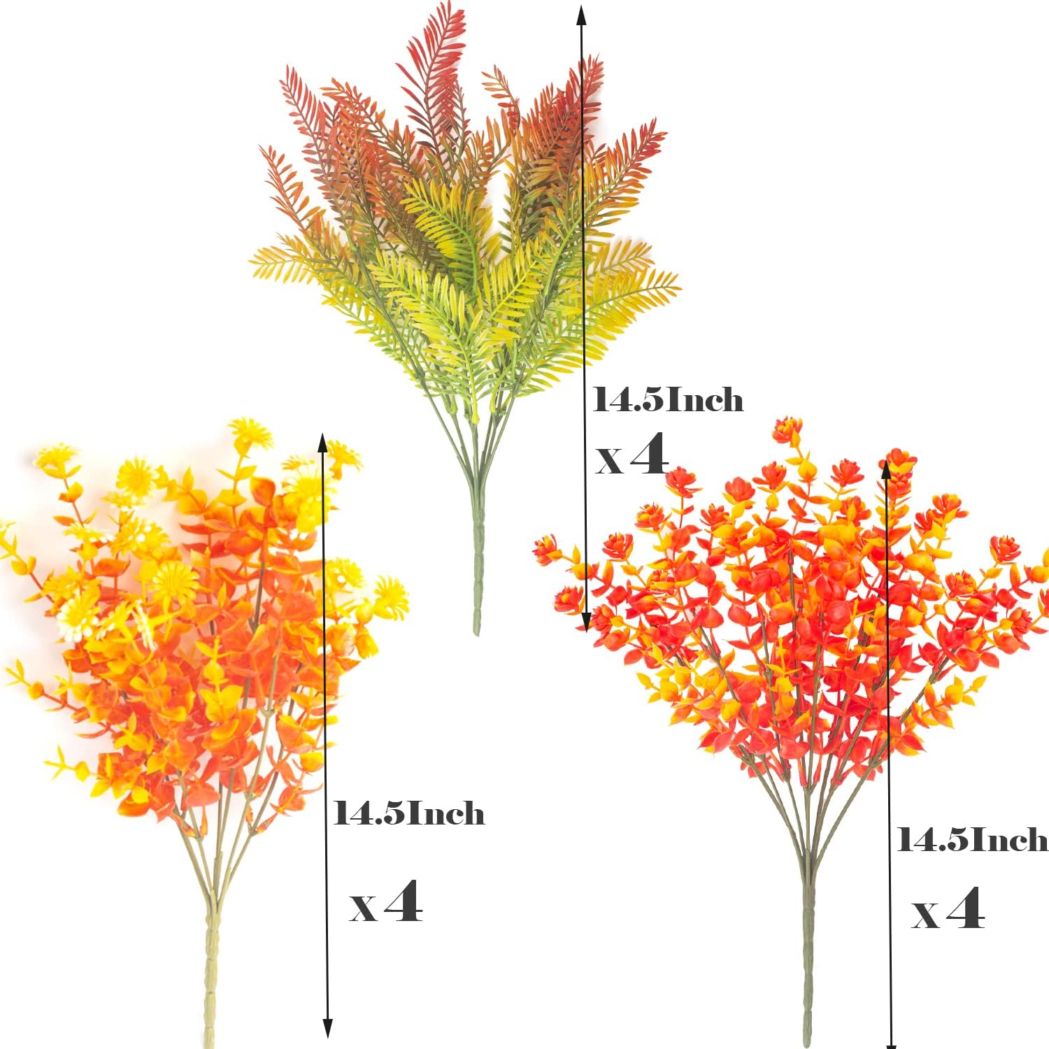 12 Bundles Artificial Fall Flowers UV Resistant Autumn Decor