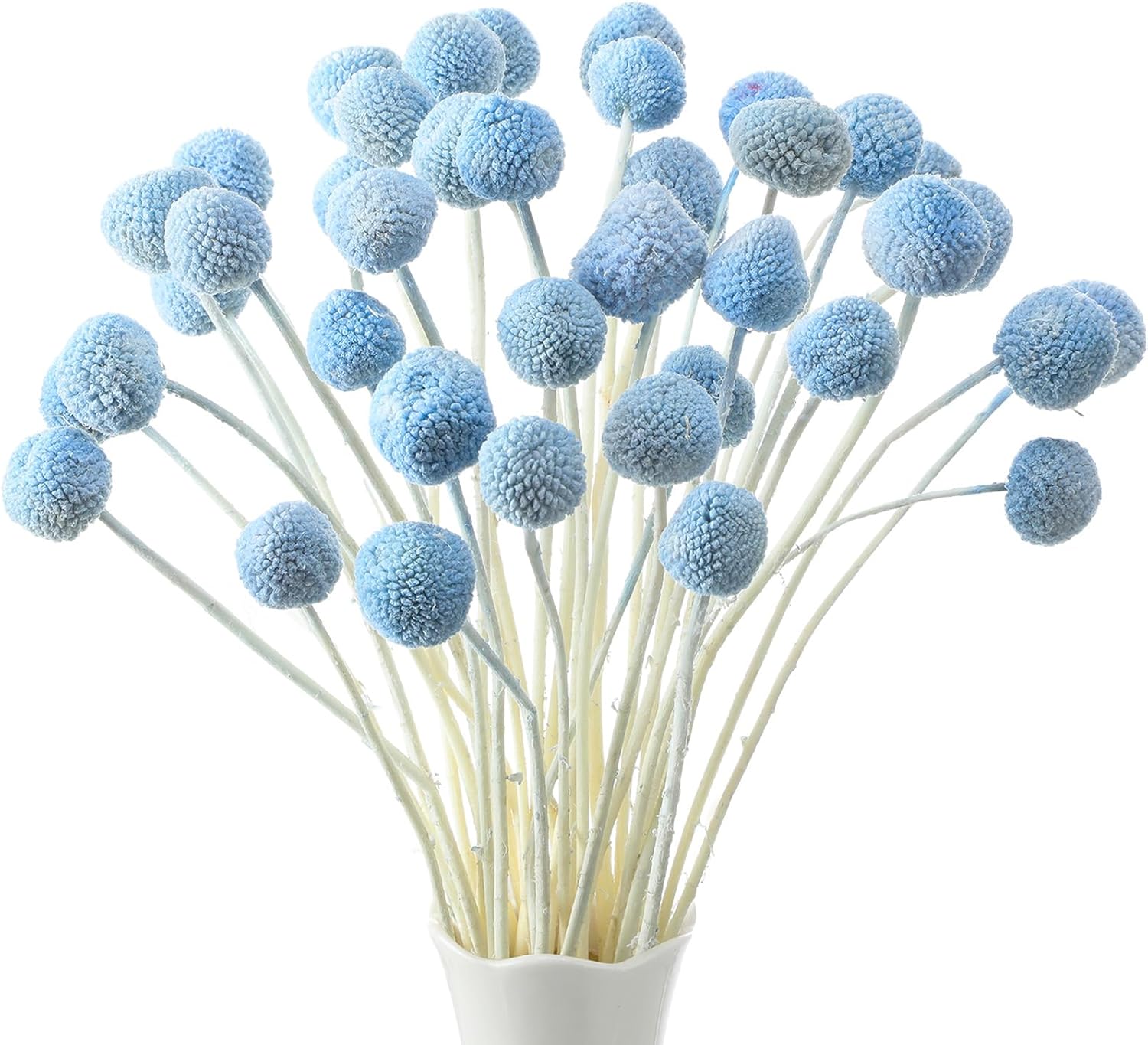 Janinka 40 Pcs Artificial Blue Billy Button Balls Flowers