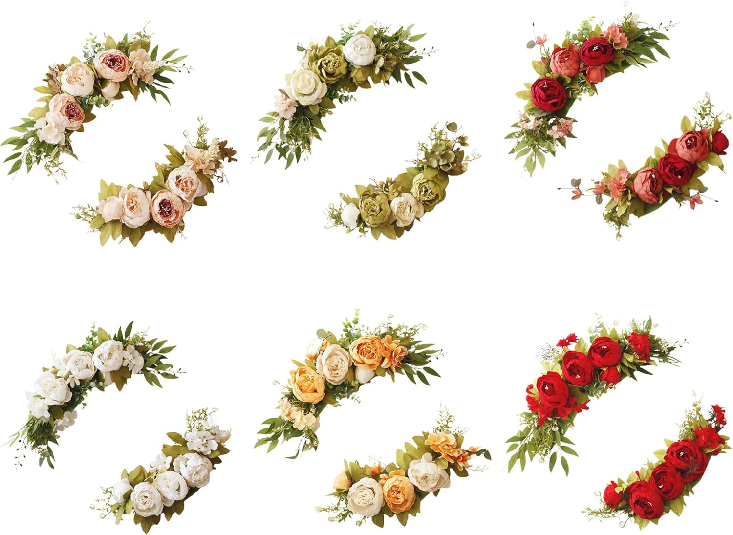 Faux Flower Swag Set of 2 Artificial Flowers for Wedding Ceremony