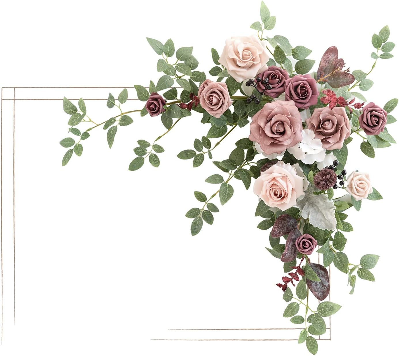 Lings Moment Dusty Rose Mauve Artificial Flower Swag Arch Decor