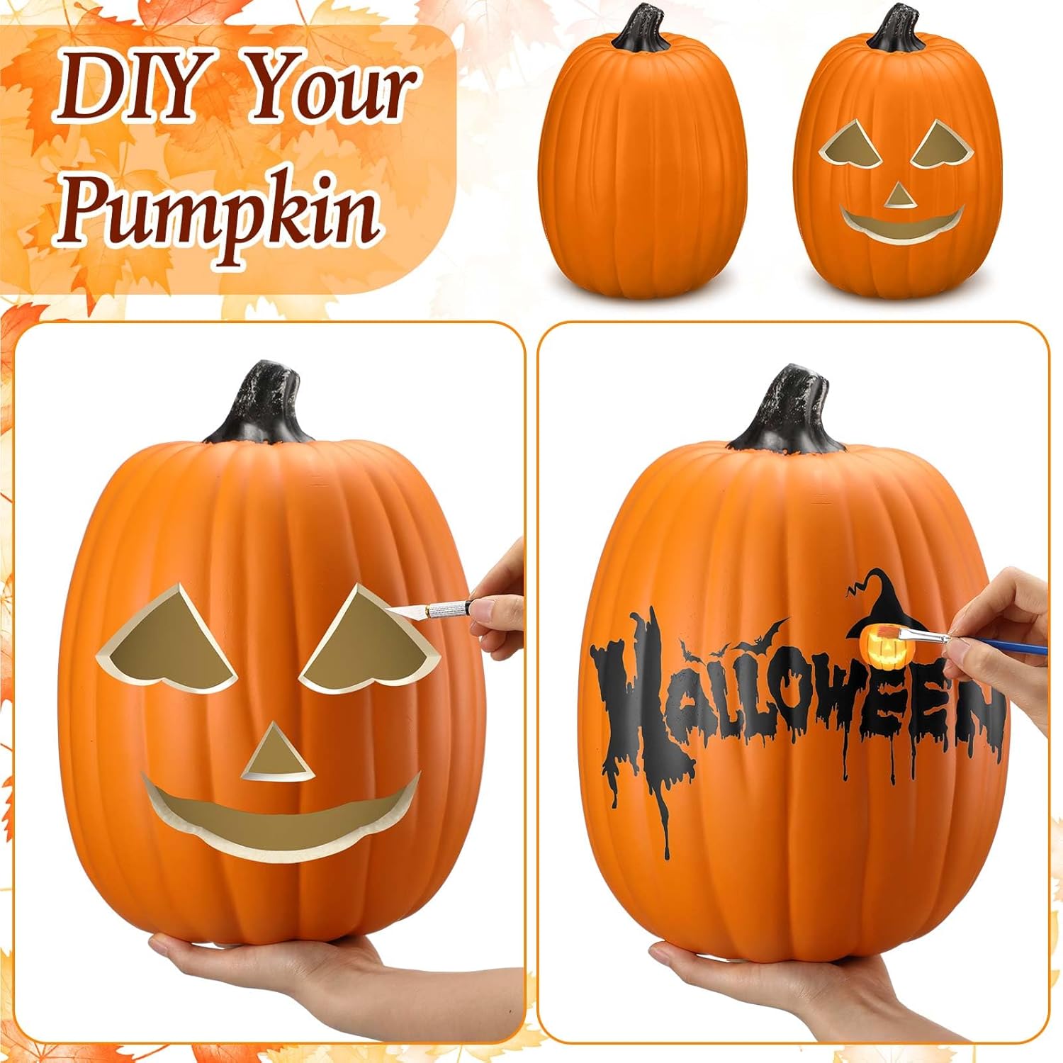 3 Pcs Carvable Foam Pumpkin Decor Set