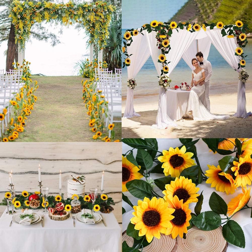 KUPOO 4 Pack Artificial Sunflower Garland