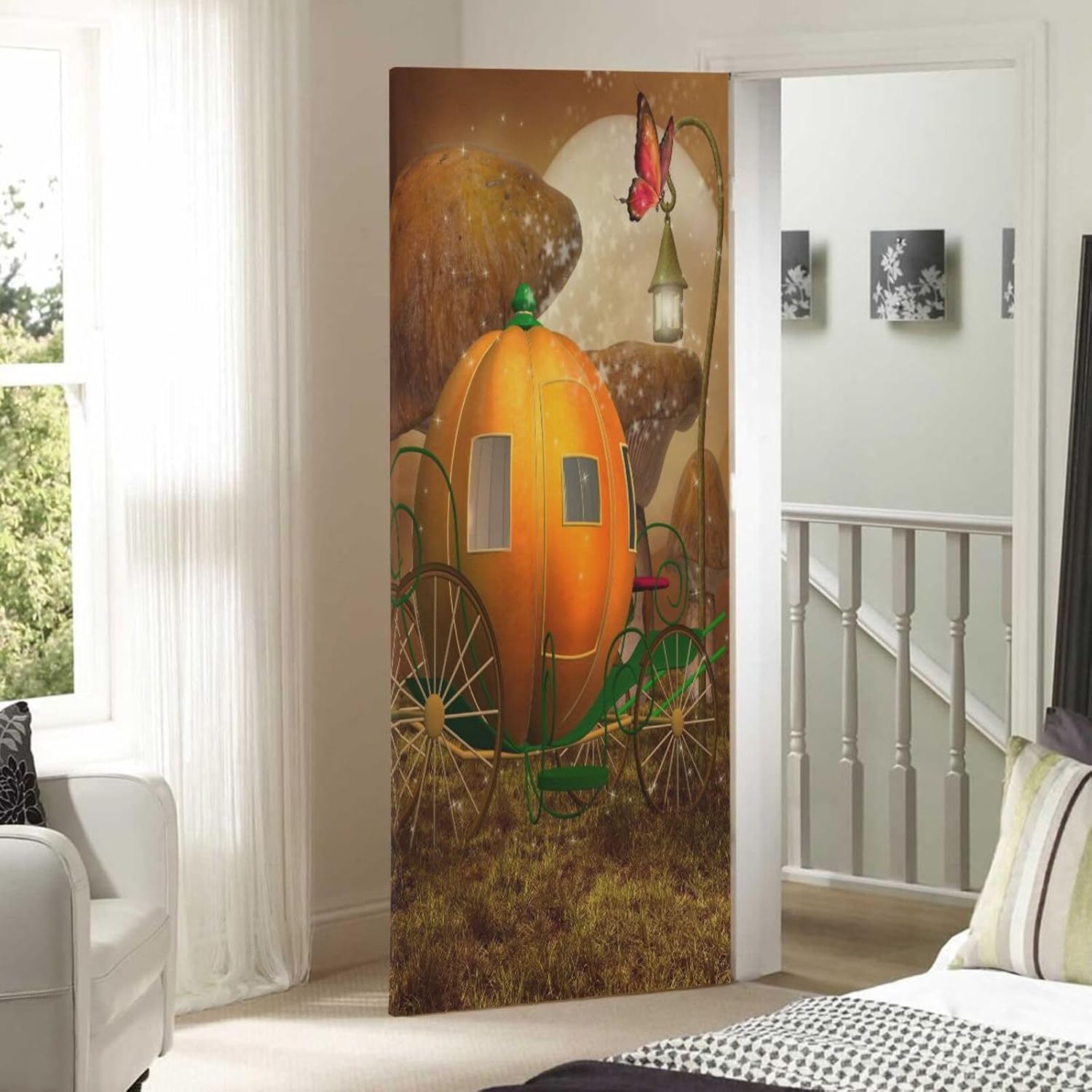 Susiyo Pumpkin Carriage Door Cover Fabric Decor 36x98in