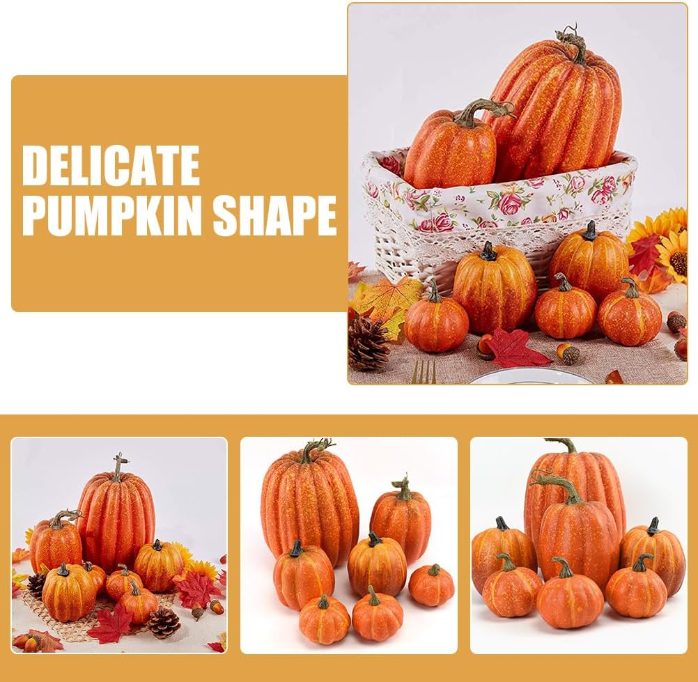 Cabilock Artificial Mini Pumpkins 7pcs Fall Decor