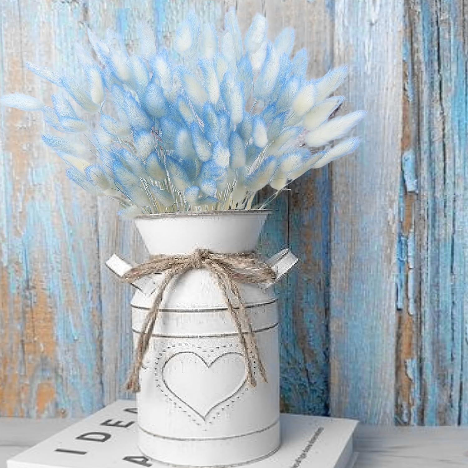 120 Pcs Blue Dried Bunny Tails Floral Decor