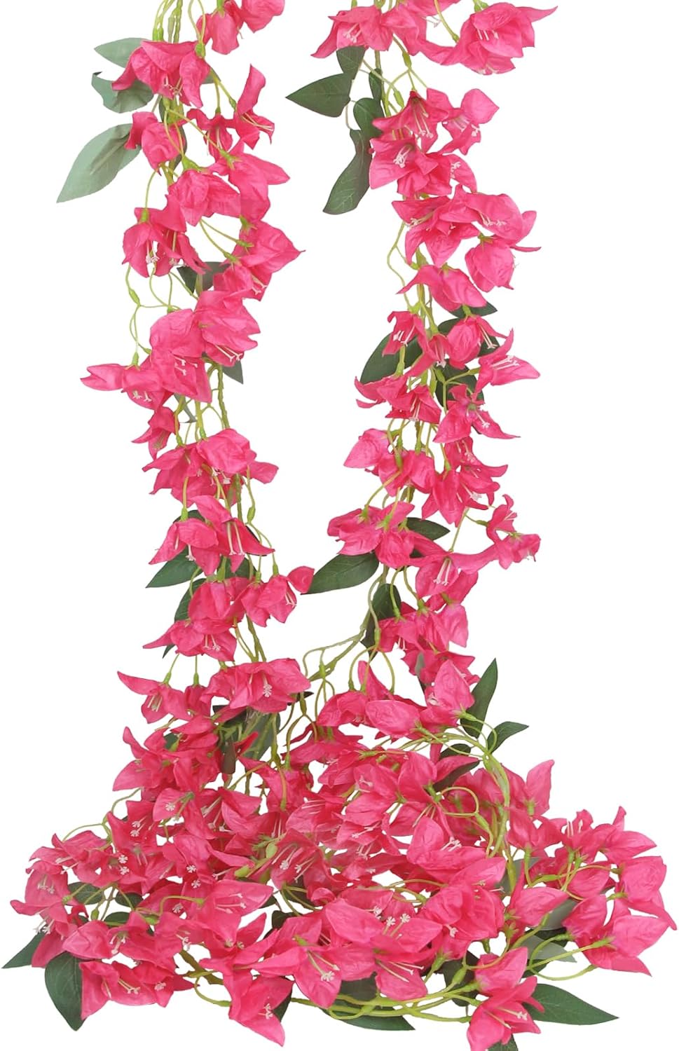 2Pcs Artificial Bougainvillea Hanging Flowers for Outdoor Decor