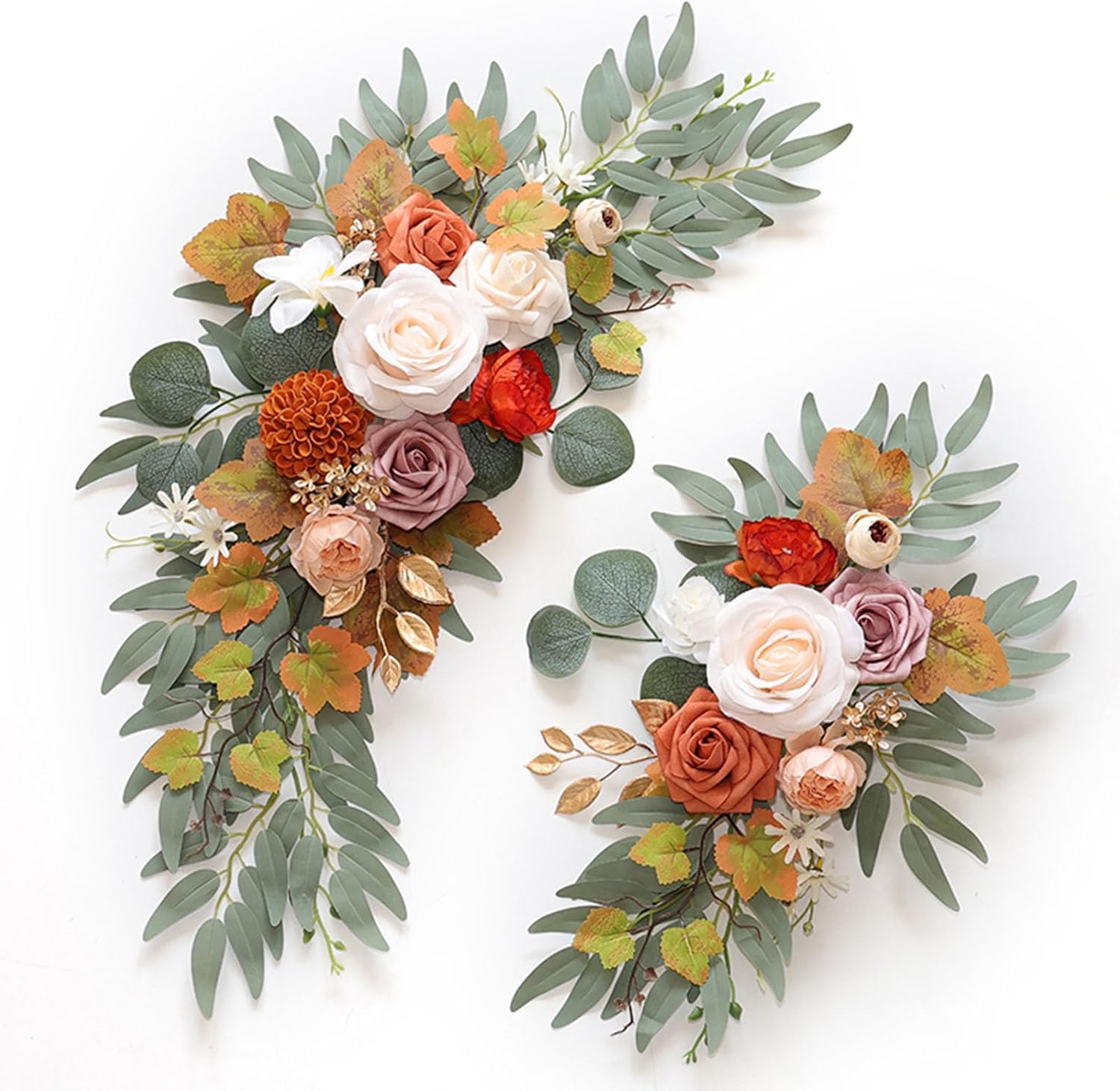Champagne Orange Artificial Flower Swag Set of 2 for Wedding Arch