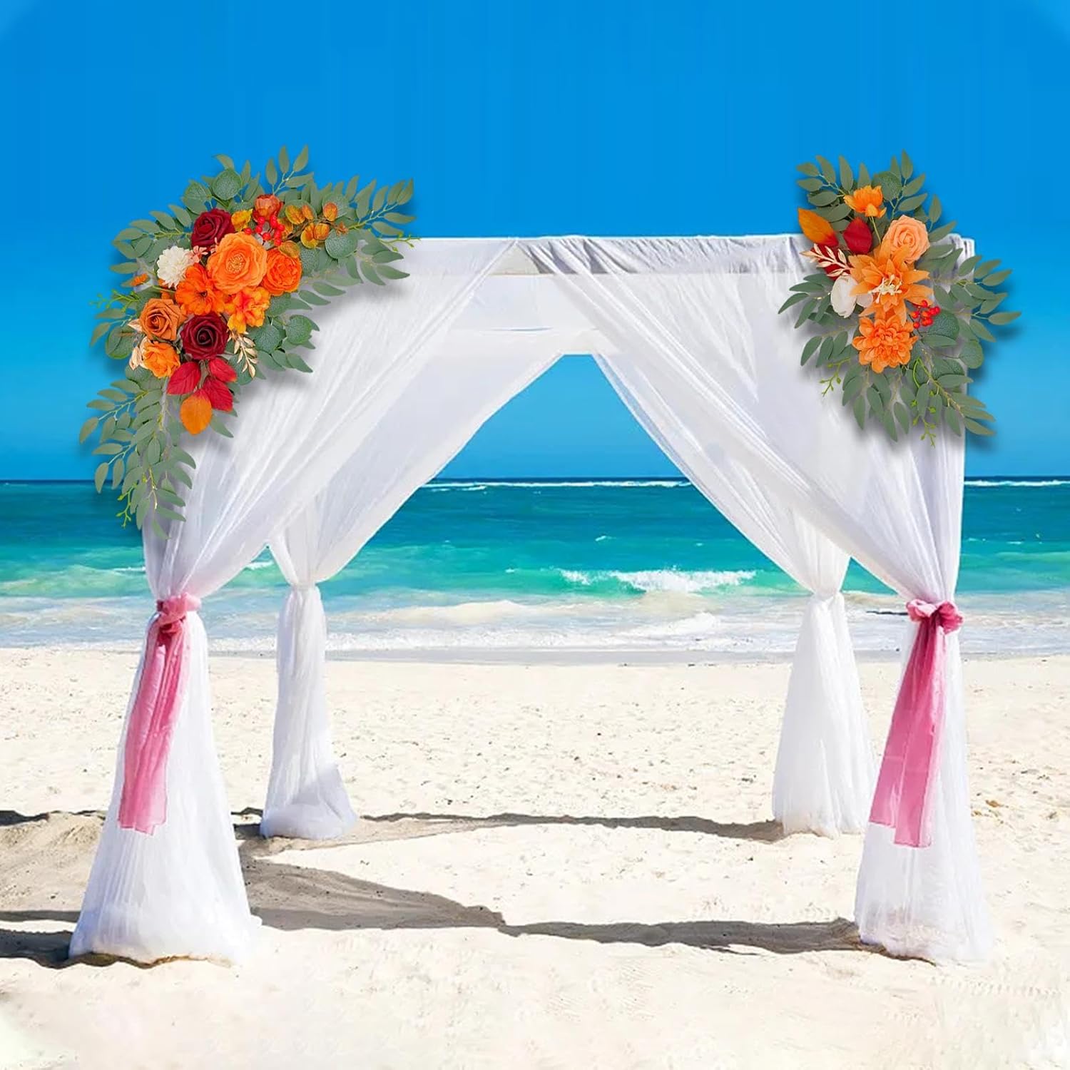 Menolana 2X Artificial Orange Floral Swag Wedding Arch Decor