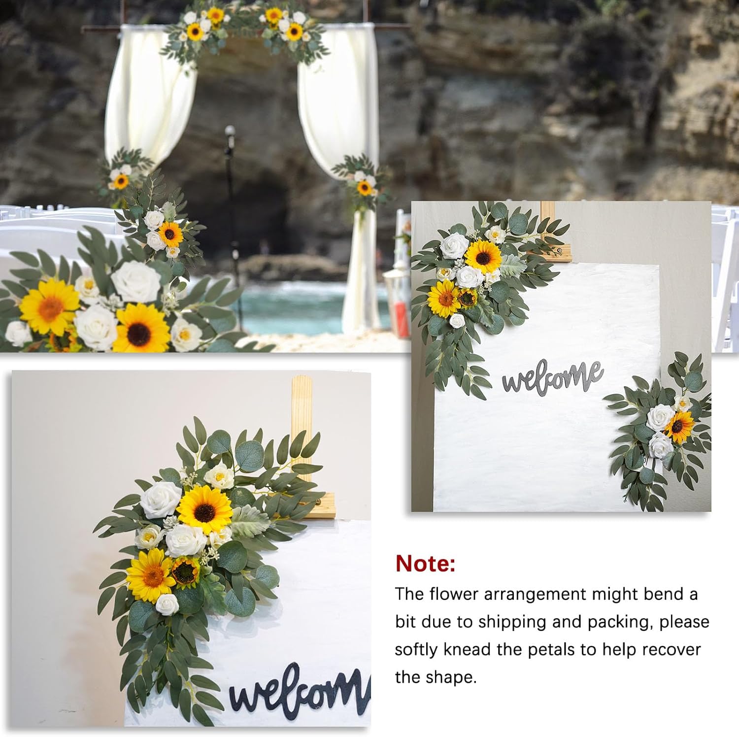 ZEBMOON Sunflower Wedding Arch Decor Swag Set of 2