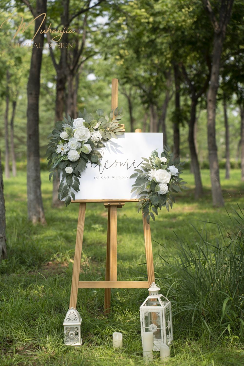 Muhanjia Wedding Sign Faux Flower Swag Pack of 2