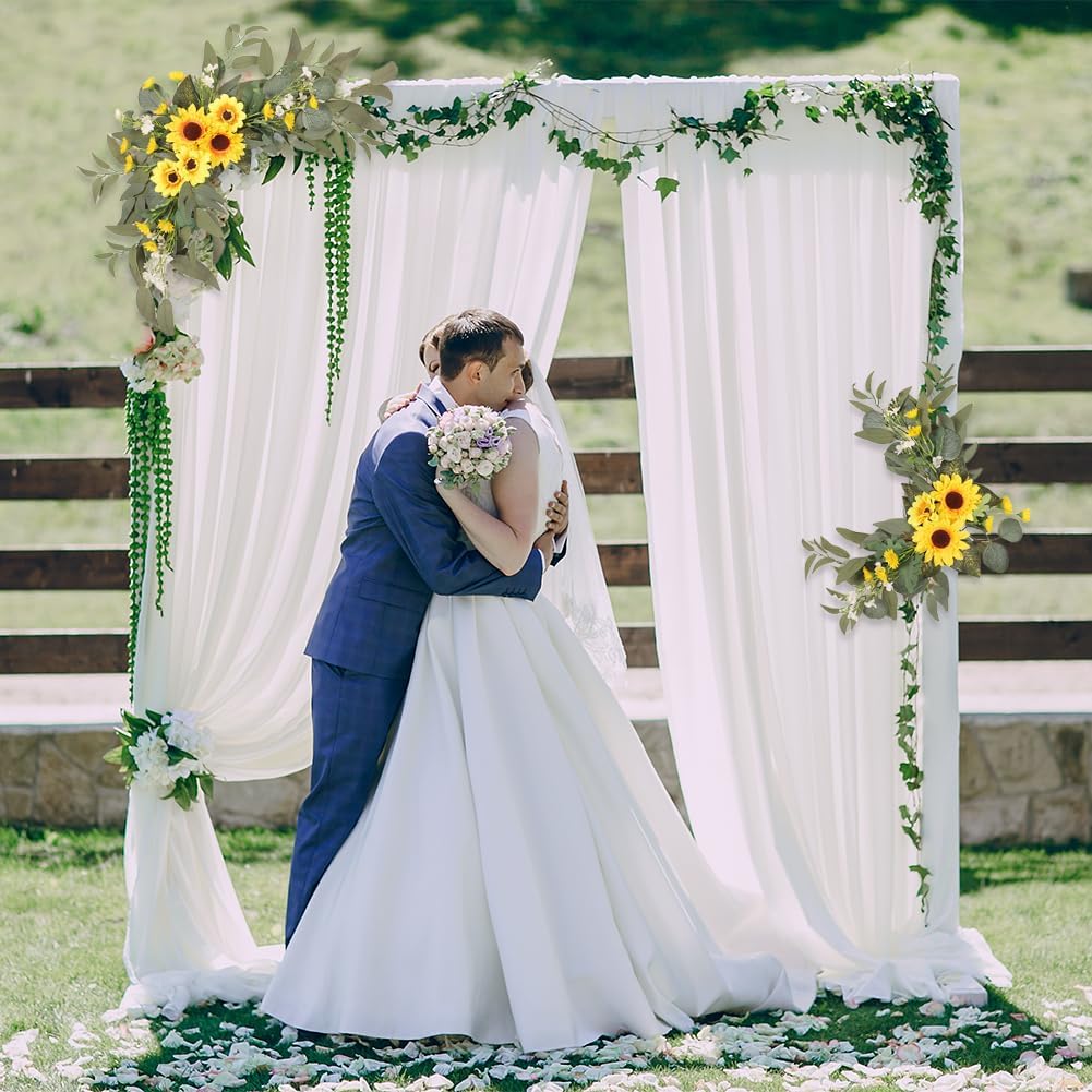 JOYWU Wedding Arch Flowers Set of 2 with Green Leaves Sunflower
