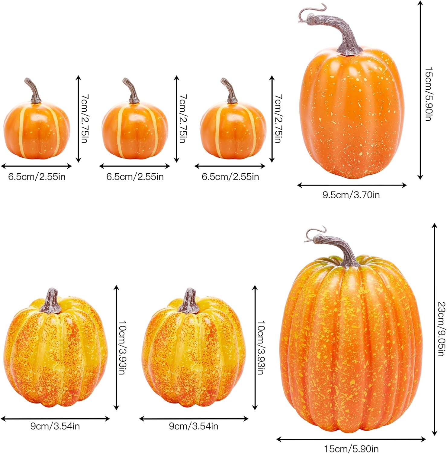 Zensounding 7 Piece Halloween Artificial Pumpkin Decor Set