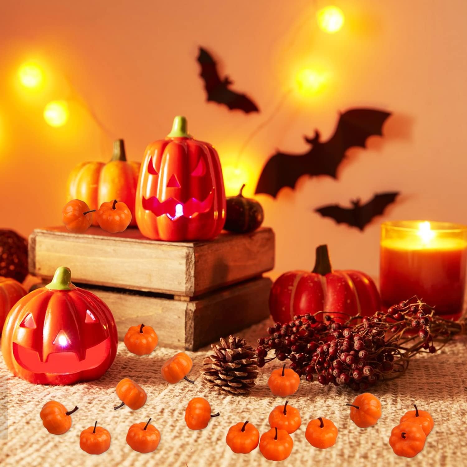 20Pcs Mini Artificial Pumpkins Realistic Fall Decorations