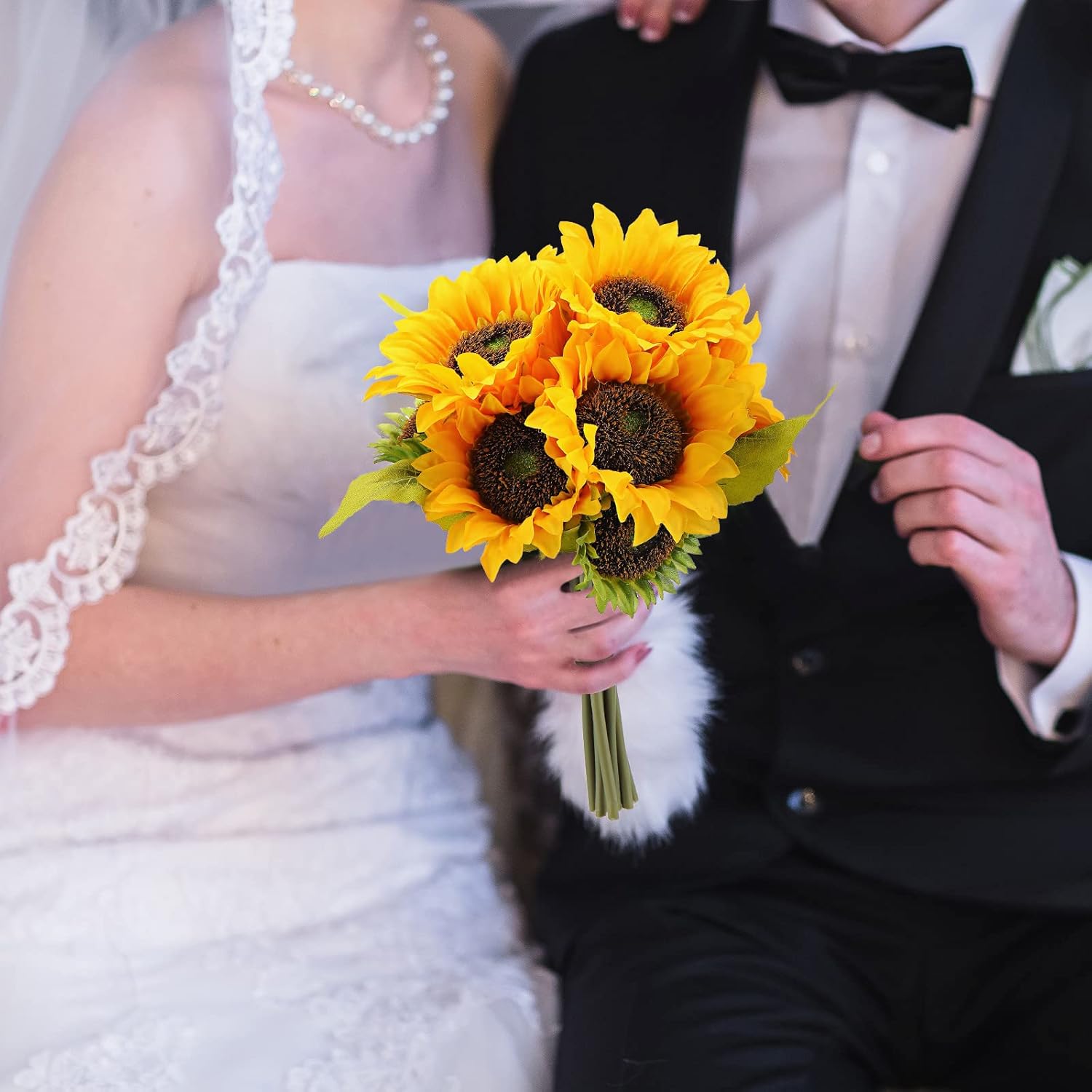 36 Pcs Silk Sunflowers with Stems Artificial Bouquet