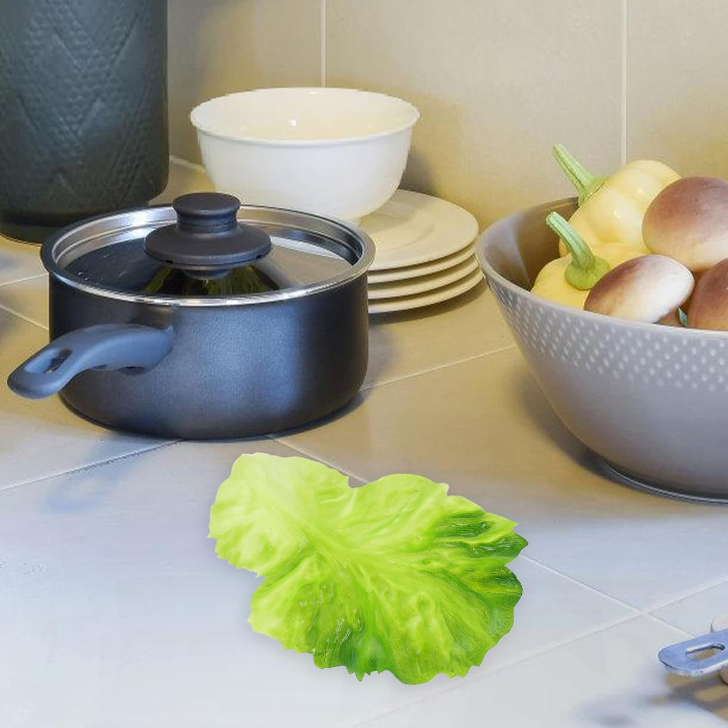 Cabilock 4pcs Realistic Decorative Fake Lettuce Leaves