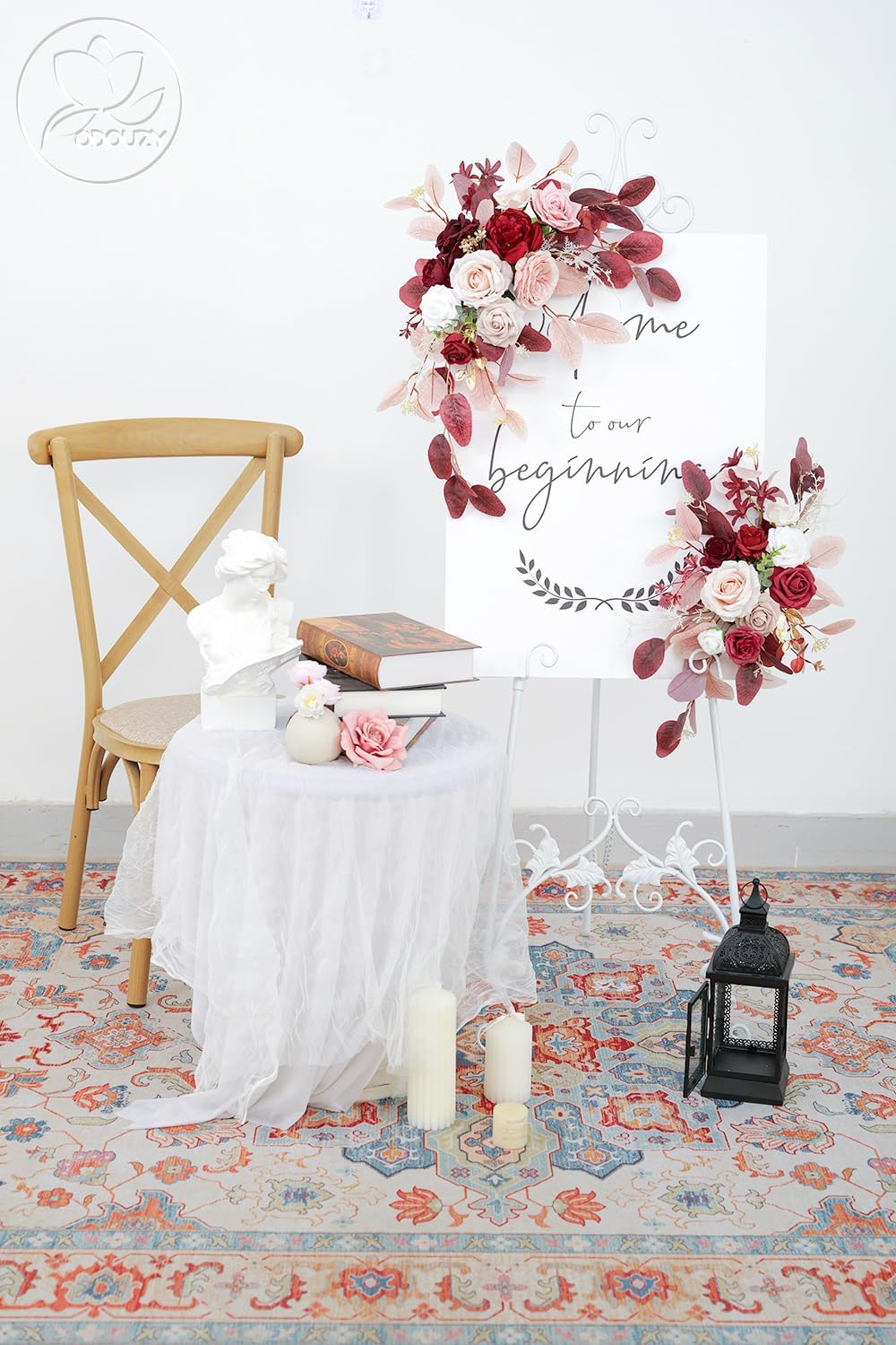Odouzy Pack of 2 Reusable Red Artificial Wedding Arch Flowers