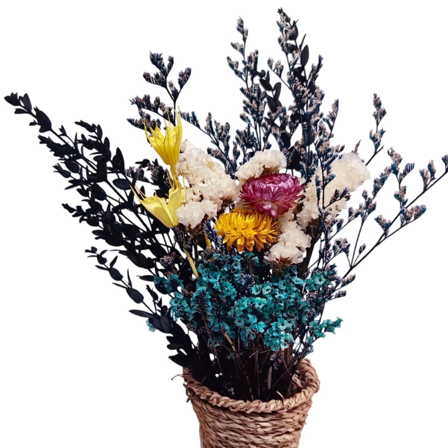 LBREVOGA Dried Flower Bouquet - 15 Inches Blue Design