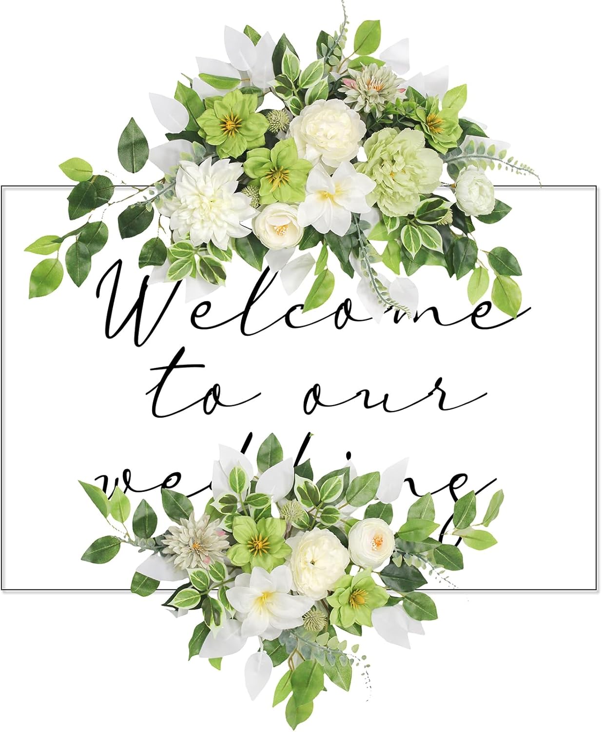 Wedding Arch Flowers Faux Set of 2 Green Decorations