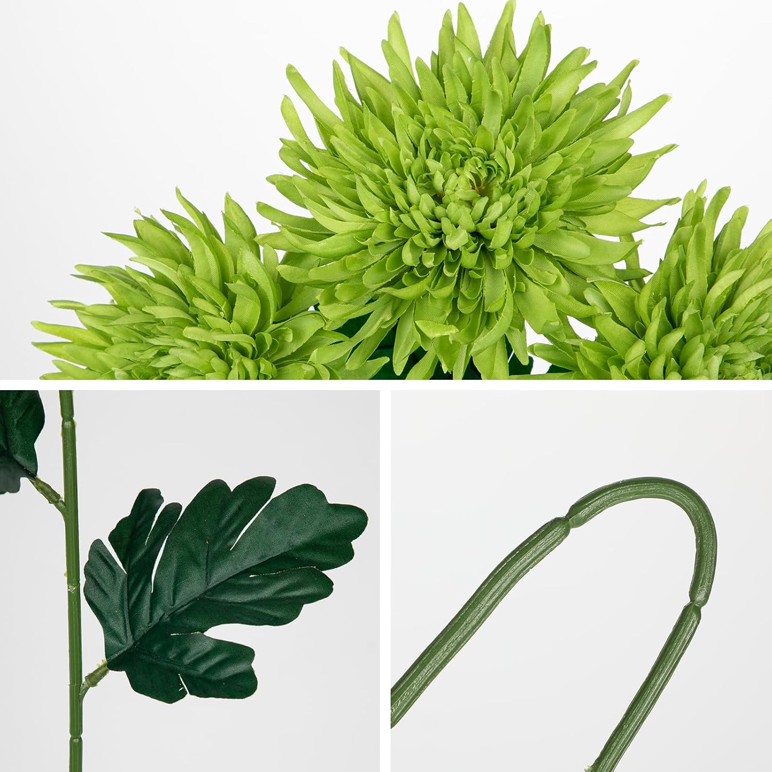Hollyone 6Pcs Green Artificial Mums Flowers