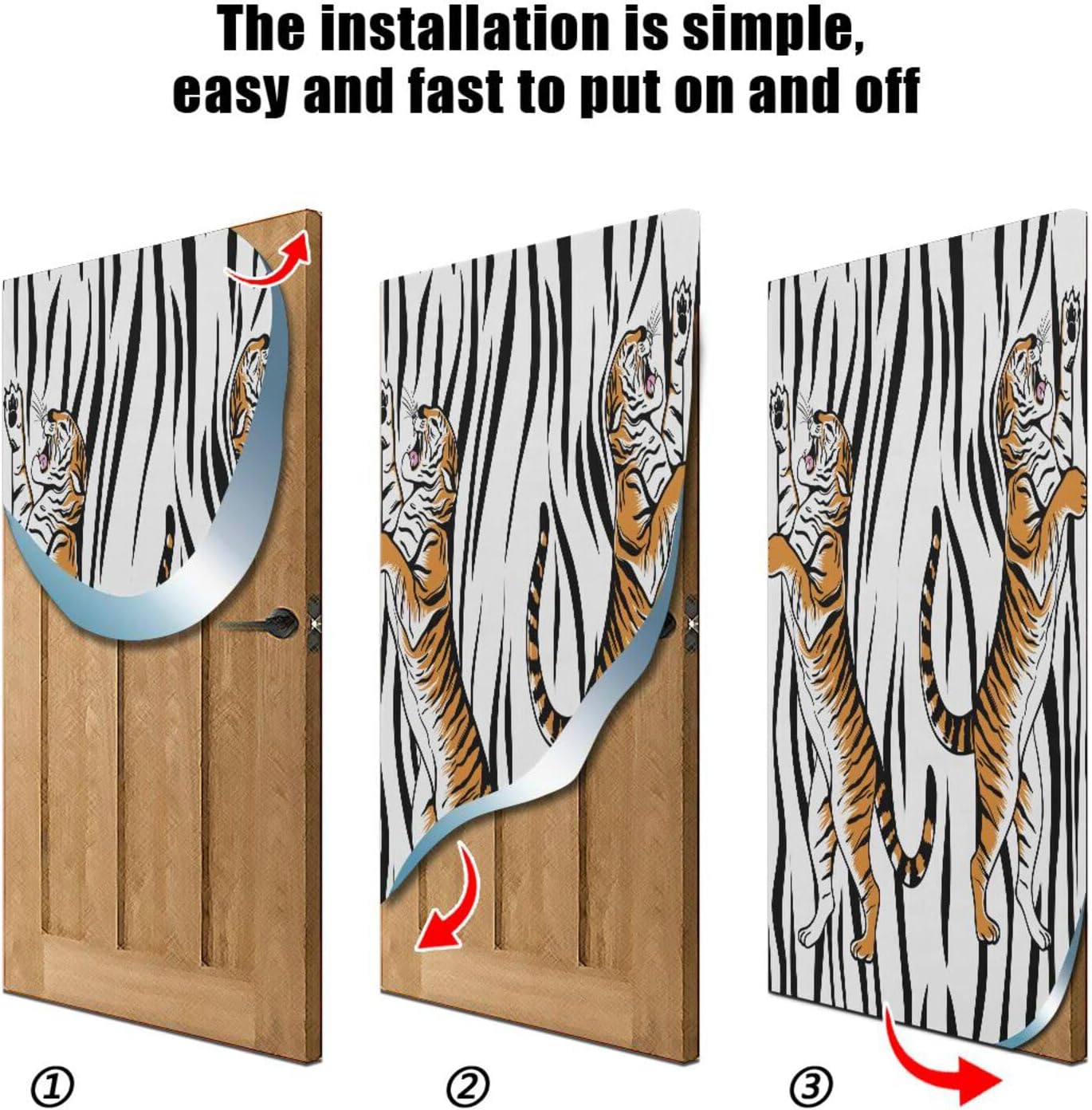Susiyo Aggressive Tigers Halloween Door Cover Stretch Fabric 32x79 In