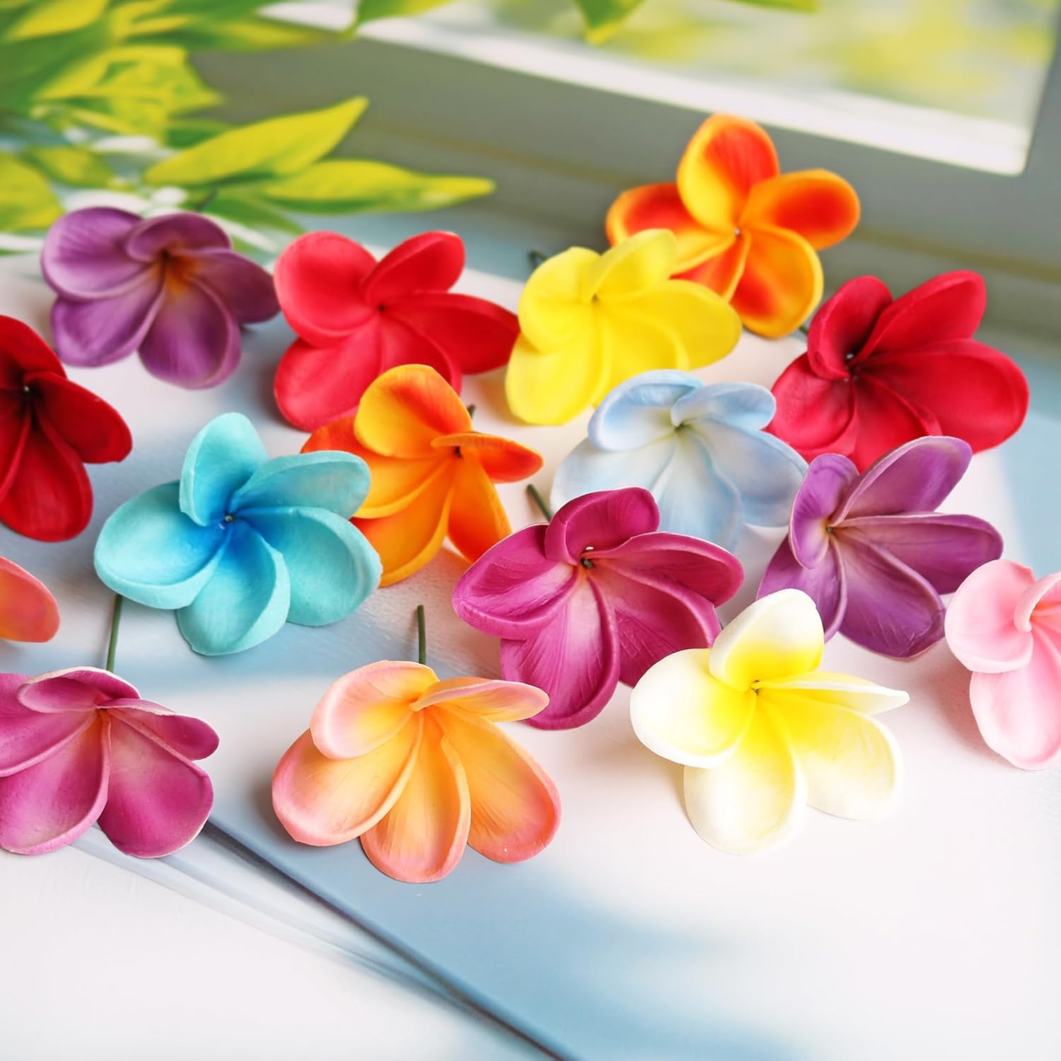 10PCS PU Plumeria Flowers for Wedding and DIY Decor