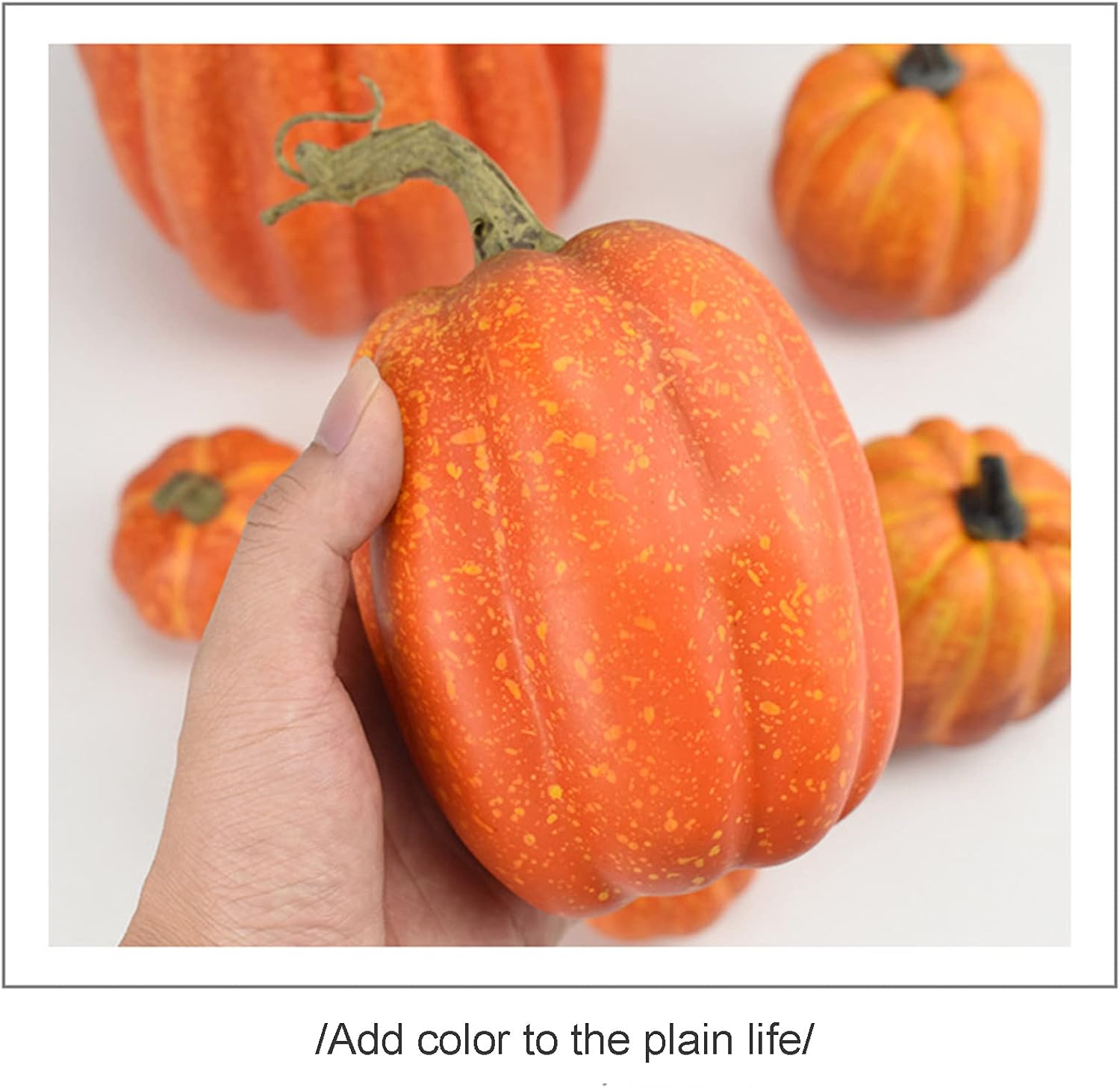 Zensounding 7 Piece Halloween Artificial Pumpkin Decor Set