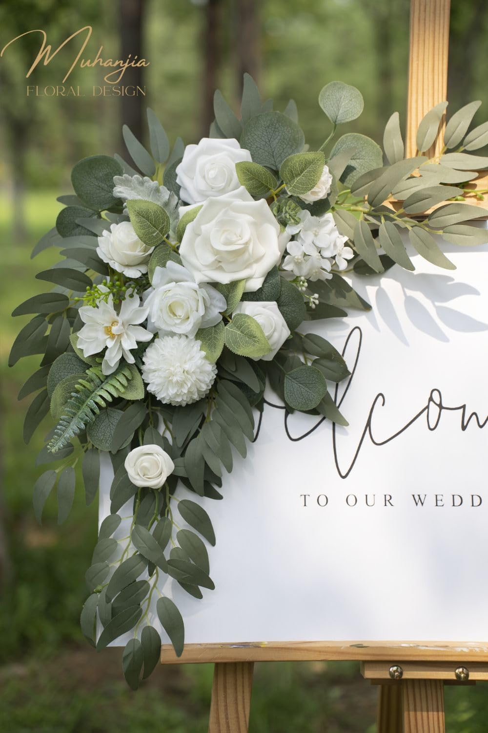 Muhanjia Wedding Sign Faux Flower Swag Pack of 2