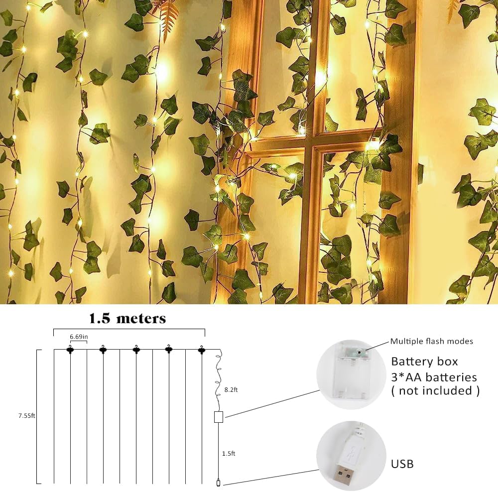 RECUTMS Vines with Lights 59 Inch Wall Garland