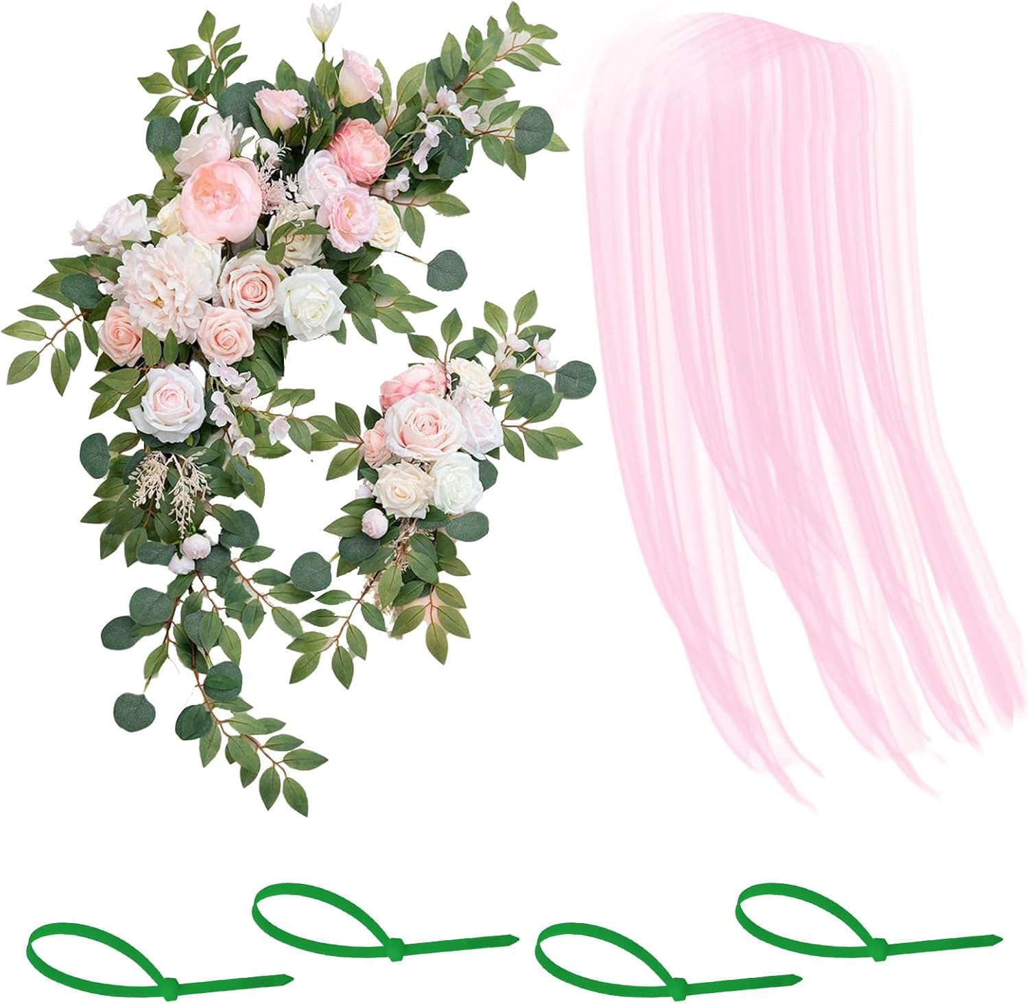 Artificial Wedding Arch Flowers with Drape Decor Set
