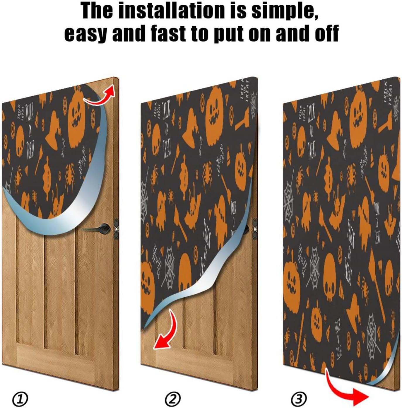 Susiyo Halloween Skull Pumpkin Door Cover 35x79 Inch