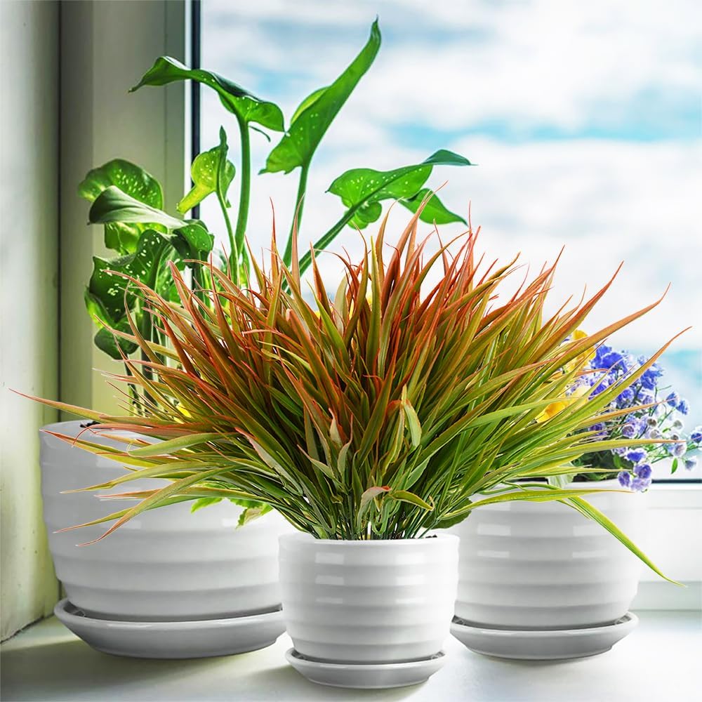 SzJias Artificial Grass Plants for Home Garden 12 Pcs UV Resistant