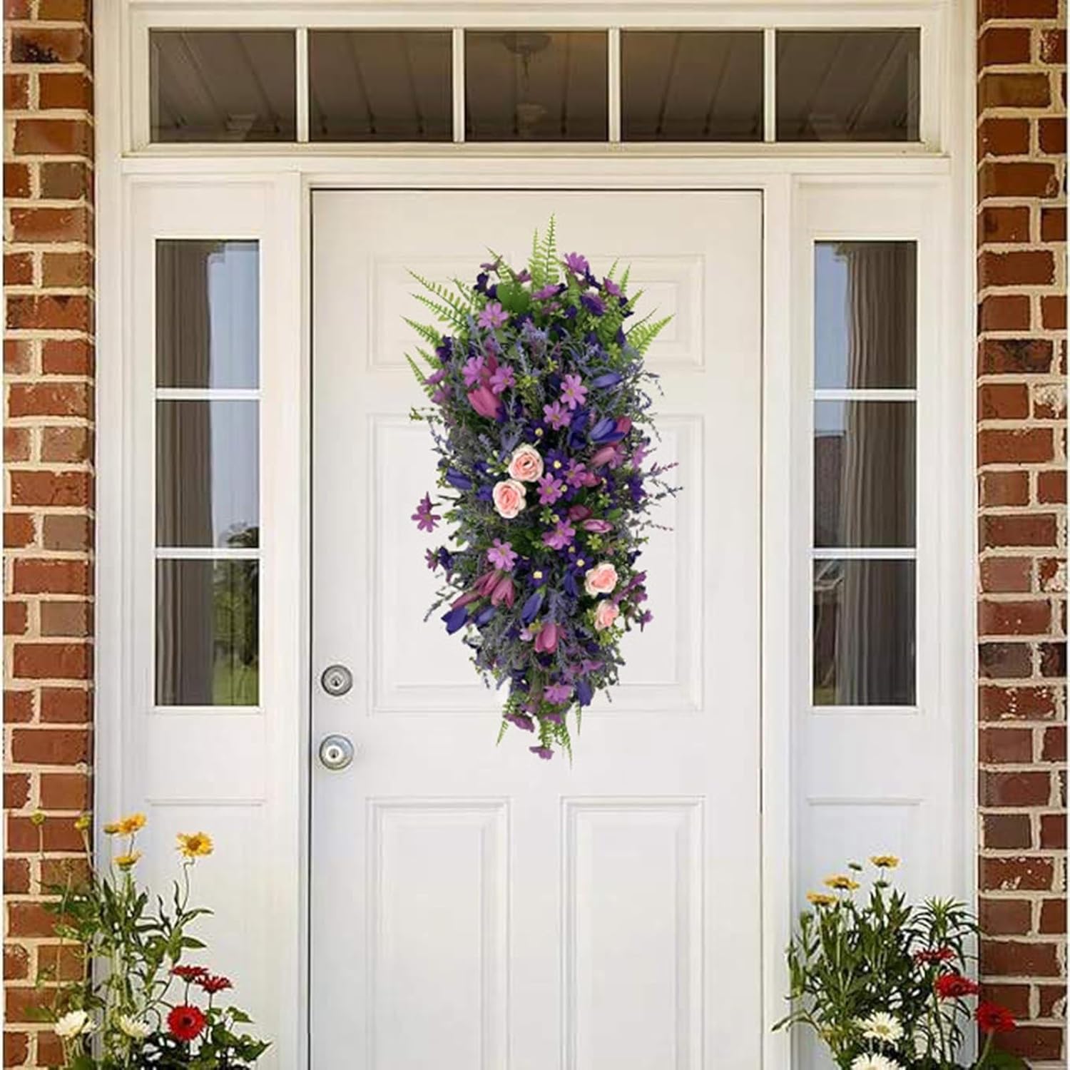HELLORSO Artificial Purple Lavender Teardrop Door Decor