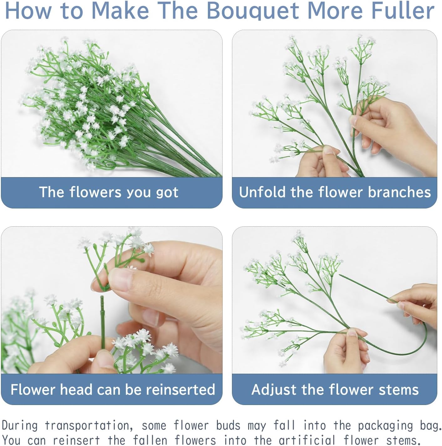STSTECH Babys Breath Artificial Flowers 21 Inch Bouquet 12 pcs