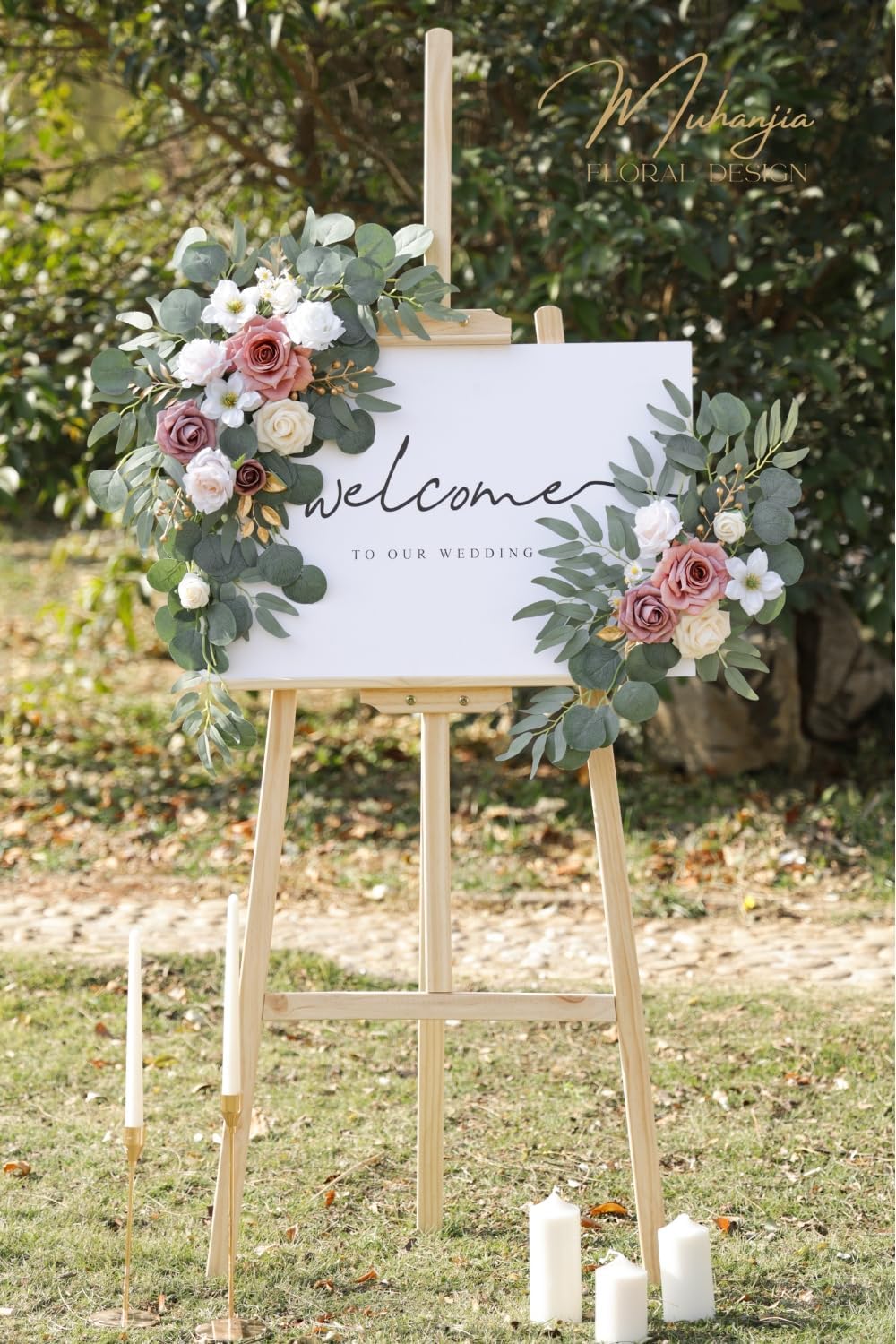 Muhanjia Wedding Sign Faux Flower Swag Pack of 2 1