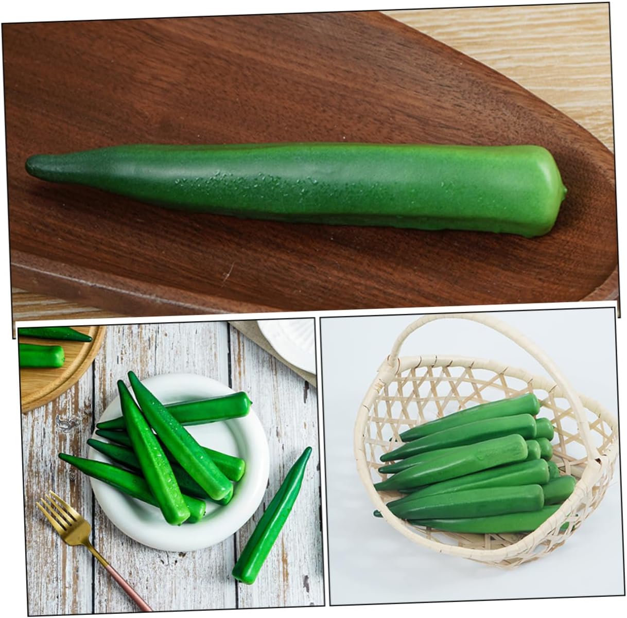 Vaguelly Realistic Fake Okra Artificial Vegetable Set