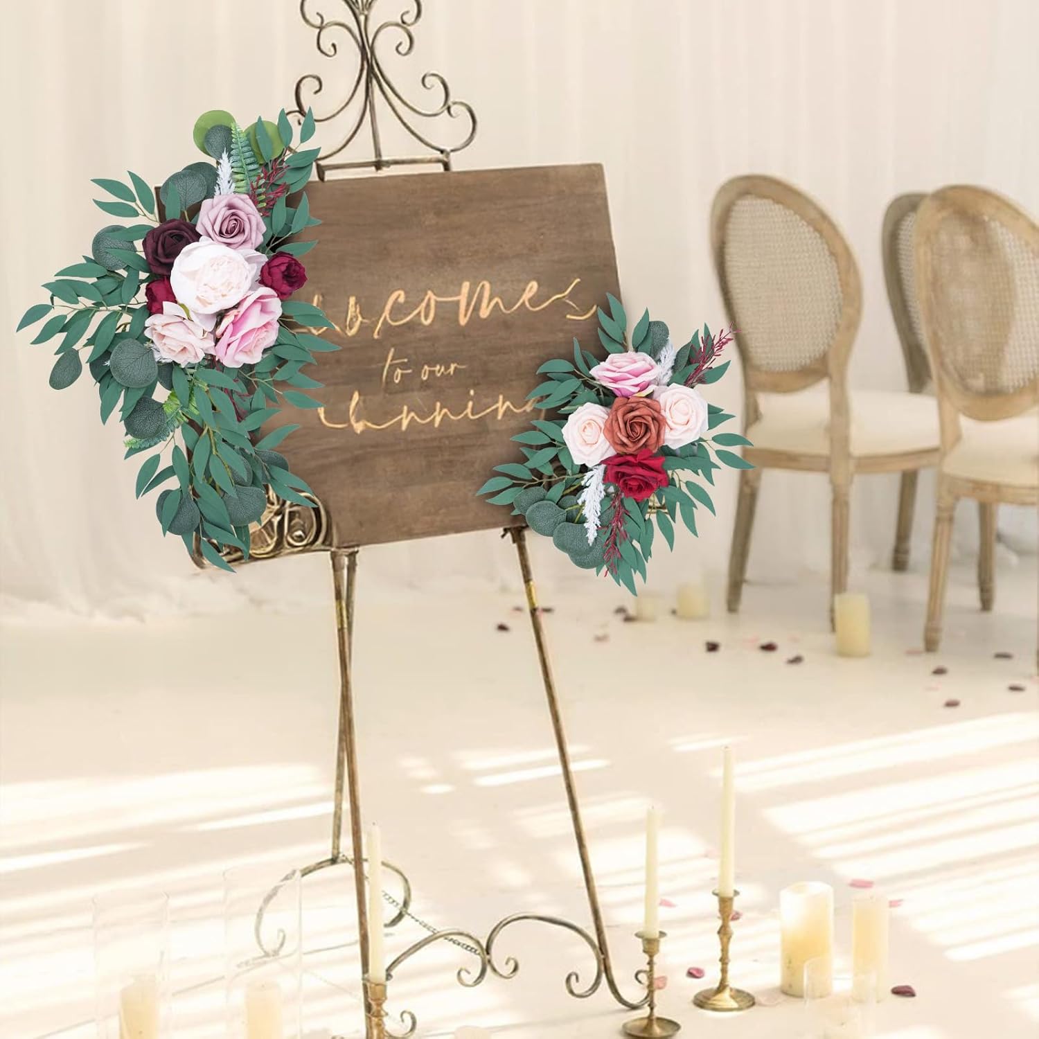 Elegant Artificial Flower Swag Wedding Welcome Sign Decor